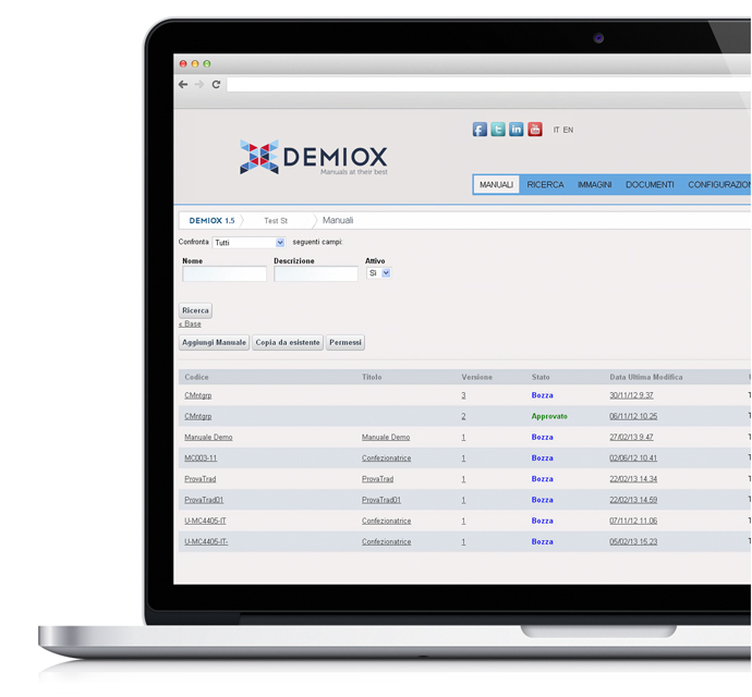 Demiox: gestionale per la manualistica tecnica